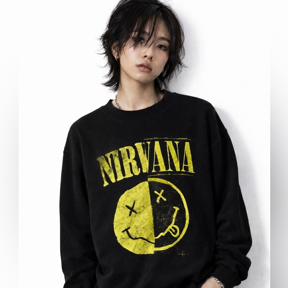 NIRVANA black Crewneck Sweatshirt